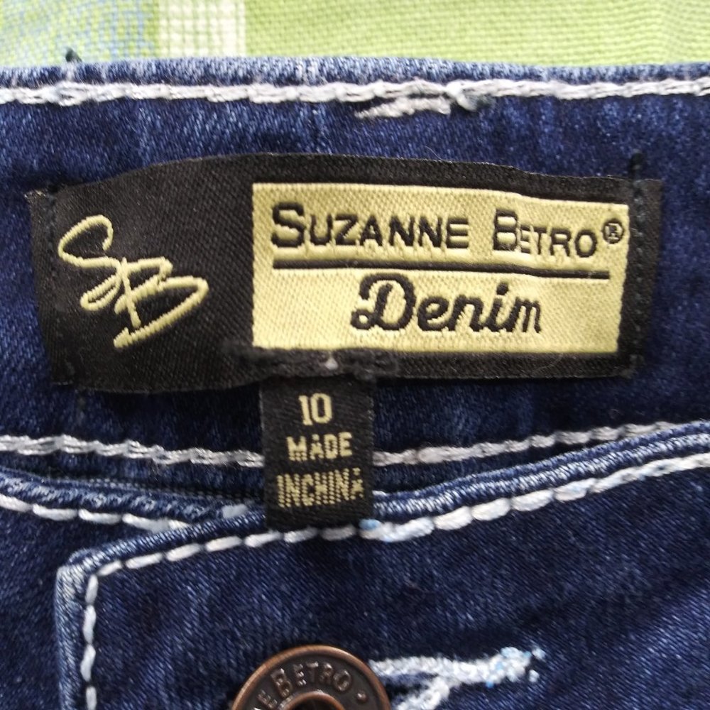 2431 Jeaniemade Size 10 Susan Betro NWT Stretch Button Fly Upcycled Jeans - Picture 3 of 6